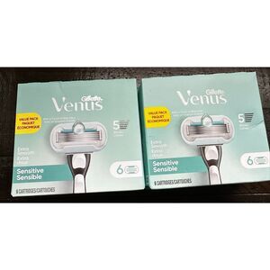 Gillette Venus Extra Smooth Sensitive Womens Razor Blade Refills 2 6 count boxes